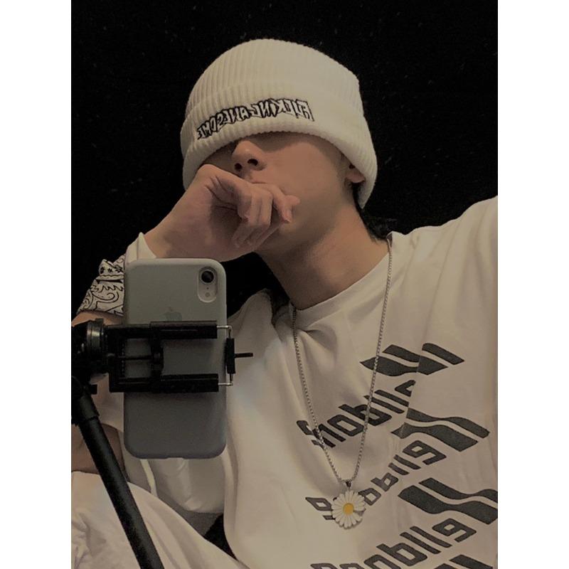 Korean Ins Super Hot Knitted Hat Men Autumn and Winter Retro Embroidery Cold Hat Spring and Autumn Hip Hop Trendy Brand Woolen Hat Women