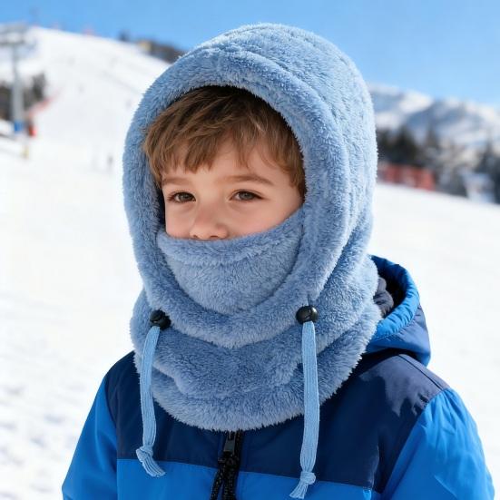3 in 1 Kinder Gesichtsschutz Warm Winddicht Felliger Ski-Schutz Mütze Kapuzenschal Hals