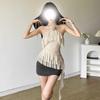 Chic 3D Rose Halter Crop Top - Women's Ruffled Irregular Summer Style