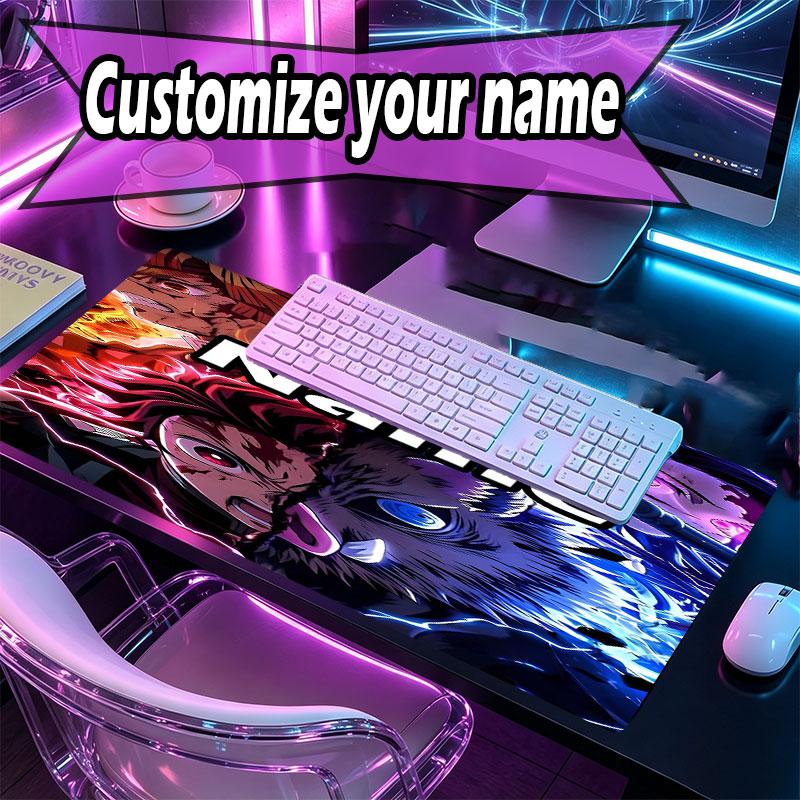 Benutzerdefinierter Name Personalisierte Dämonentöter Muster Mauspads, Laptop PC Schreibtischunterlage, Dekorative Schreibtischmatte für Zuhause Tastaturunterlage Geschenk