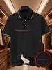 Men's Golf Polo Shirt with Gradient Long-strip Large-pattern Print - Short-sleeve Lapel Stylish Polo Shirt for Business Casual Daily Wear 