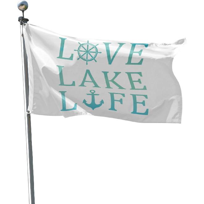 Love, Lake, Life Summer Ocean Nautical Elements Flags for Outside 3x5 Ft, Outdoor Flags & Banners Double Sided Large Yard Flag for Home Courtyard