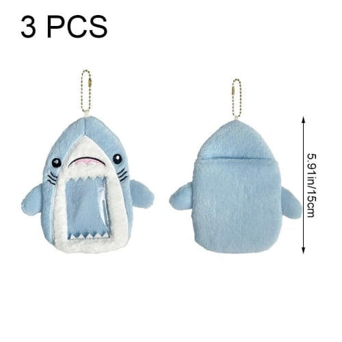 Set of 3 Shark Plush Card Cases, Card Storage, ID Cases, and Card Holders. Cute Korean Merchandise for Your Own Favorite.