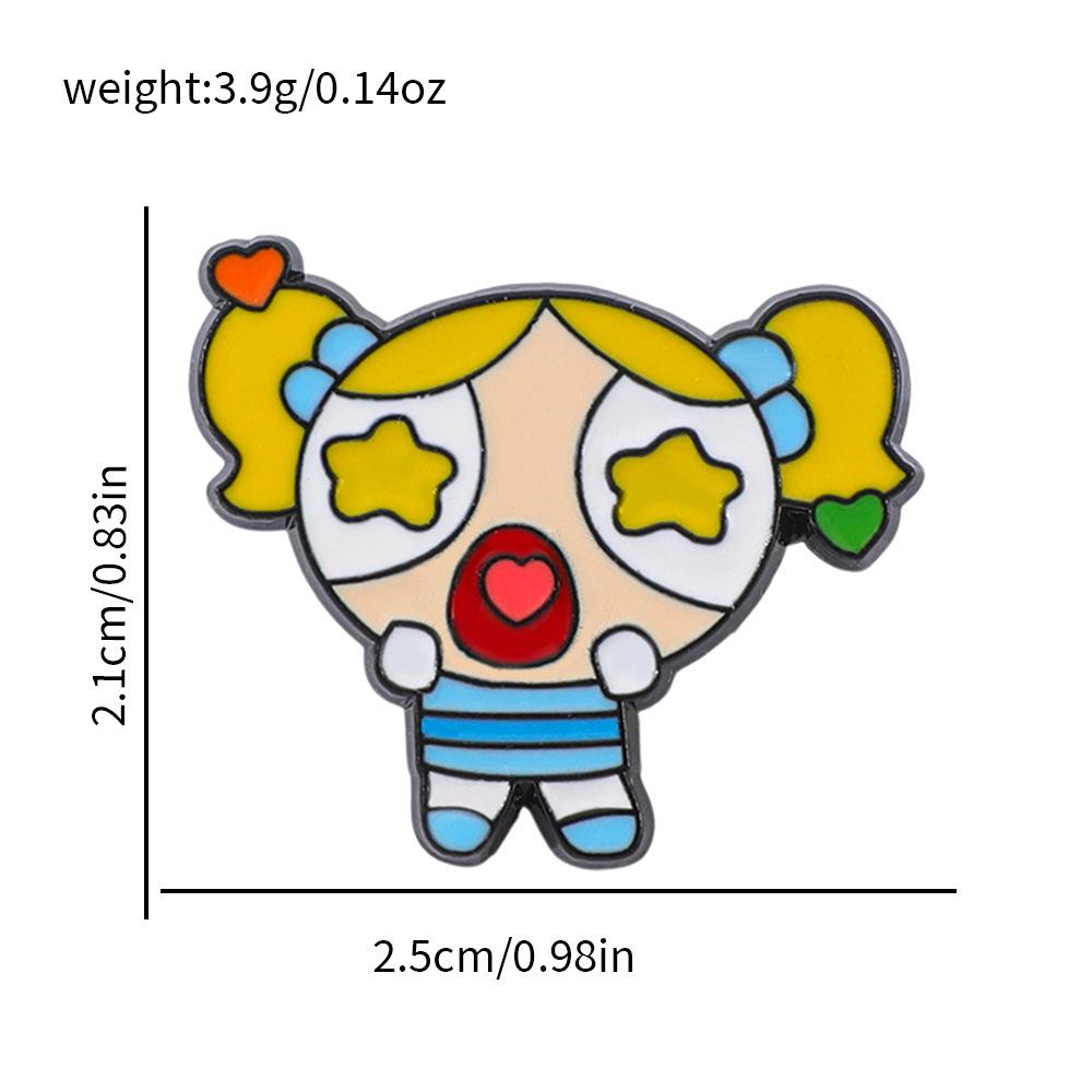 Cartoon Power Girl Brooches Set Cute Anime Enamel Lapel Pins for Backpack Creative Metal Badges Women Accessories Gifts