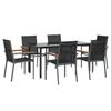 VidaXL Ensemble à manger de jardin 7 pcs noir textilène et acier 3187046
