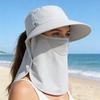 Sun Hat Detachable Face Guard Shawl 3-in-1 Oversized Sun Protection Hat with Anti-UV Fabric Breathable Ponytail Hole Outdoor
