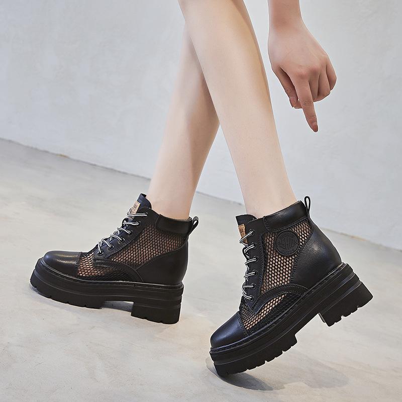 New inner heightening Martin boots summer retro boots short boots big yellow boots small man