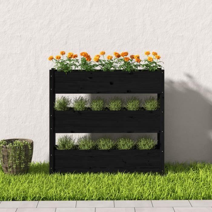 VidaXL Jardinière Noir 112x25x104,5 cm Bois massif de pin 823924