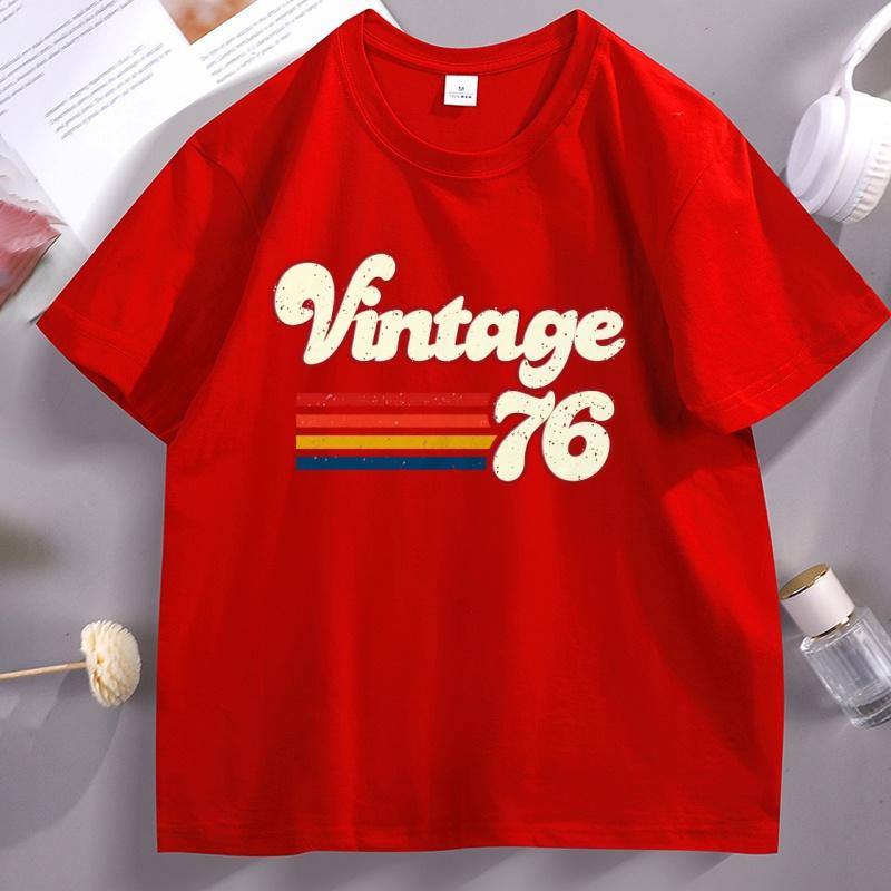 1976 Vintage Birthday Tshirt Cotton Short Sleeve 50th Birthday for Women Unisex Tshirt Printed Round Neck Short Sleeve Streetwear