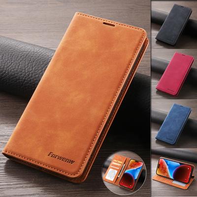 Kožené Retro Peněženka Flip Pouzdro Pro iPhone 16 15 14 Plus 13 Pro Max 12 Mini 16Pro 2024 Fundas Kryt na Telefon Magnetické Zapínání Slot na Karty