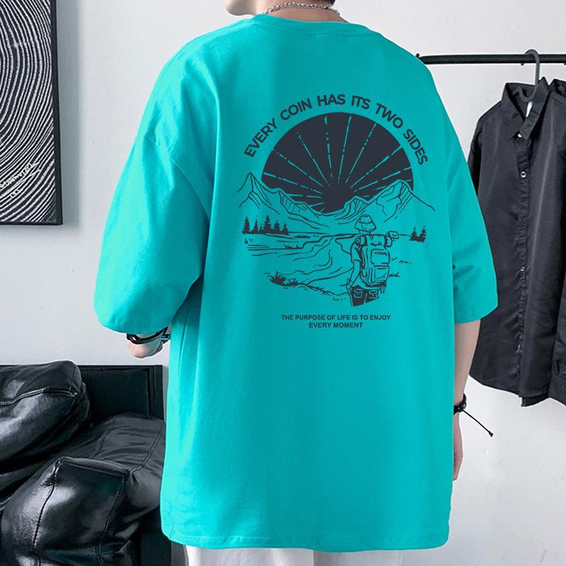 Heavyweight Combed Cotton T-Shirt Men's Oversized Drop Shoulder O-neck Tee