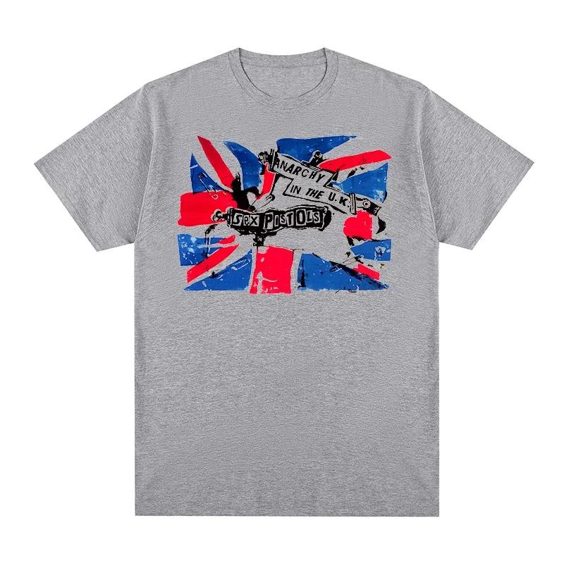 Sex Pistols "Anarchy in the U.K." Union Jack Punk T-Shirt, Unisex Britischer Punk Rock Fan Streetwear Tee, 100% Baumwolle Lässiges Kurzarm Oberteil