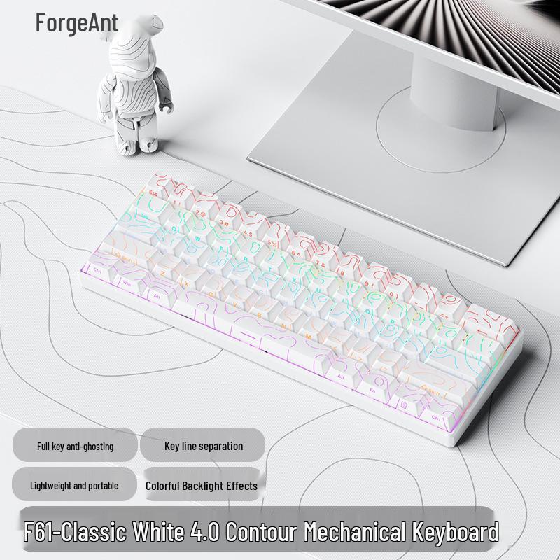 61-key Wired Mechanical Keyboard, Blackberry Gradient Design for Gaming & Office, High Aesthetic Value for Girls