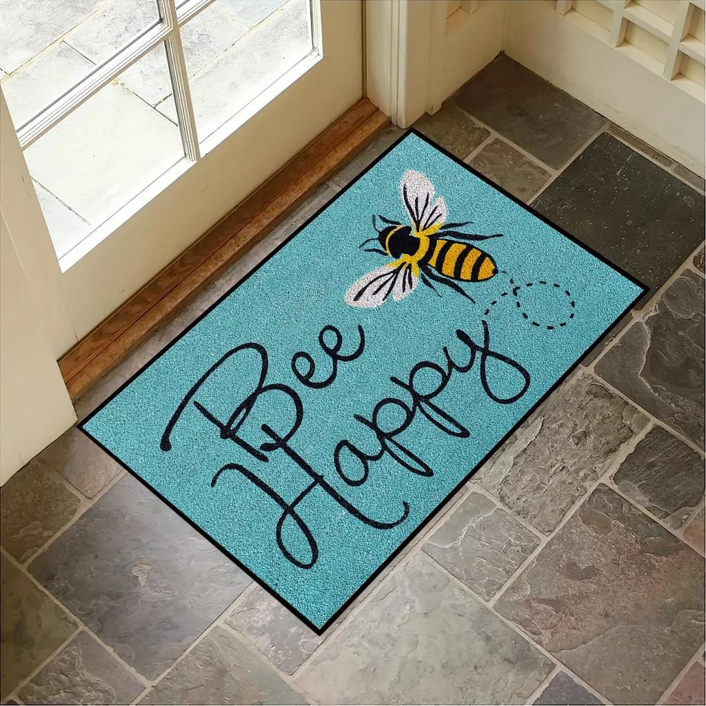 Happy Mood Doormat Cute Bee Carpet Welcome Mat Rug For Bedroom Carpet For Live Room  Outdoor Carpet Home Decor