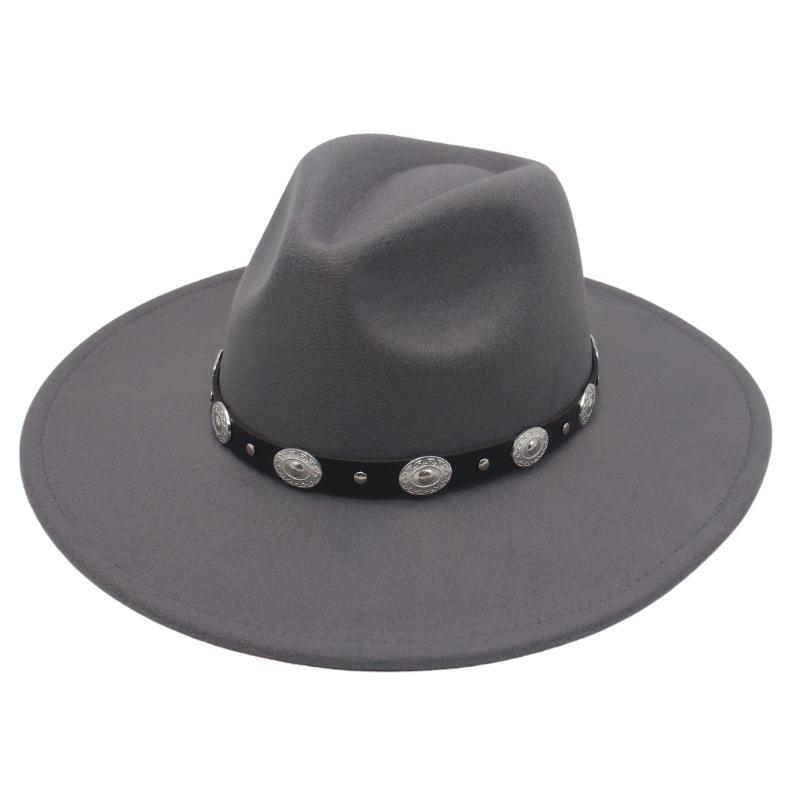 Plus Edge Felt Top Hat Jazz Hat Gentleman Ladies Wind Metal Sheet Hat