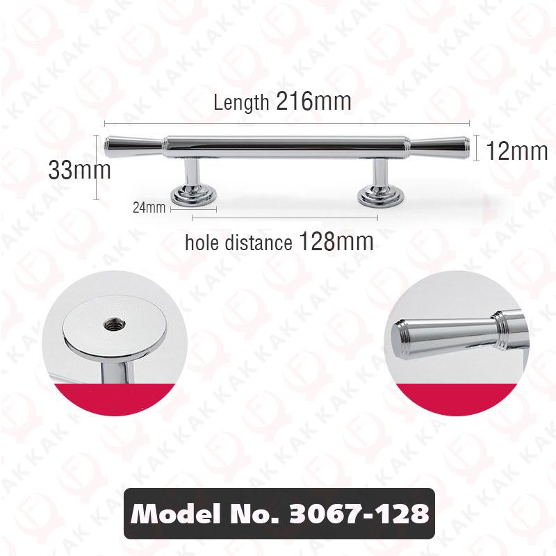 KAK Bright Chrome Kitchen Handles for Cabinets Zinc Alloy Silver Furniture Handles for Cabinets and Drawers Door Hardware