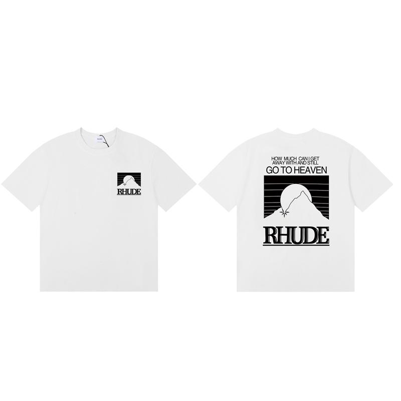 Trendy Urban Rhude Tshirt Casual Logoprint Tshirt Shortsleeved Summer Tshirt For Unisex And Unisex Highquality Cotton Tshirt