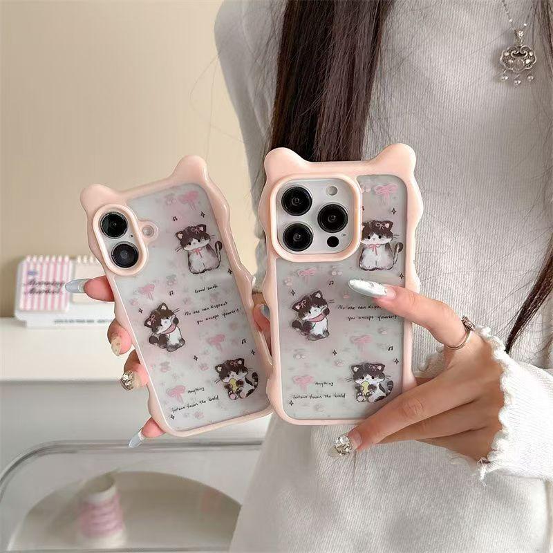 Star Black Cat Pink iPhone15promax Cute Cat Ear Huawei Apple 14pro Phone Case New Model