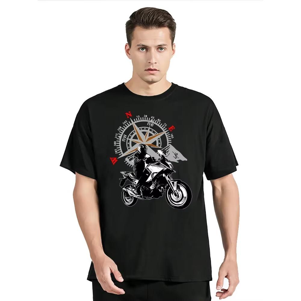 

Графическая футболка с изображением горного мотоцикла и компаса, забавная футболка для путешествий, мужская одежда, модная футболка в стиле харадзюку, свободные топы, мотоциклетная футболка XXXXXL чёрный
