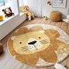 VIKAMA Cute Cartoon Lion Round Carpet Children's Room Bedroom Decoration Soft Non-Slip Playroom Play Mat Home Decoration