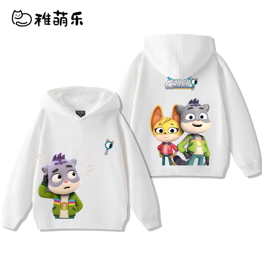 "Animal Detective Team" Themed Kids' Hoodie – Fun Cartoon Print, Cute & Versatile – Suitable for Boys & Girls (Autumn/Winter)