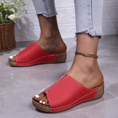 Europe, America and Foreign Trade 2025 Spring and Summer New Sandals Women's Shoes Comfortable Slope Heel Thick Sole Simple Casual Outer Slippers