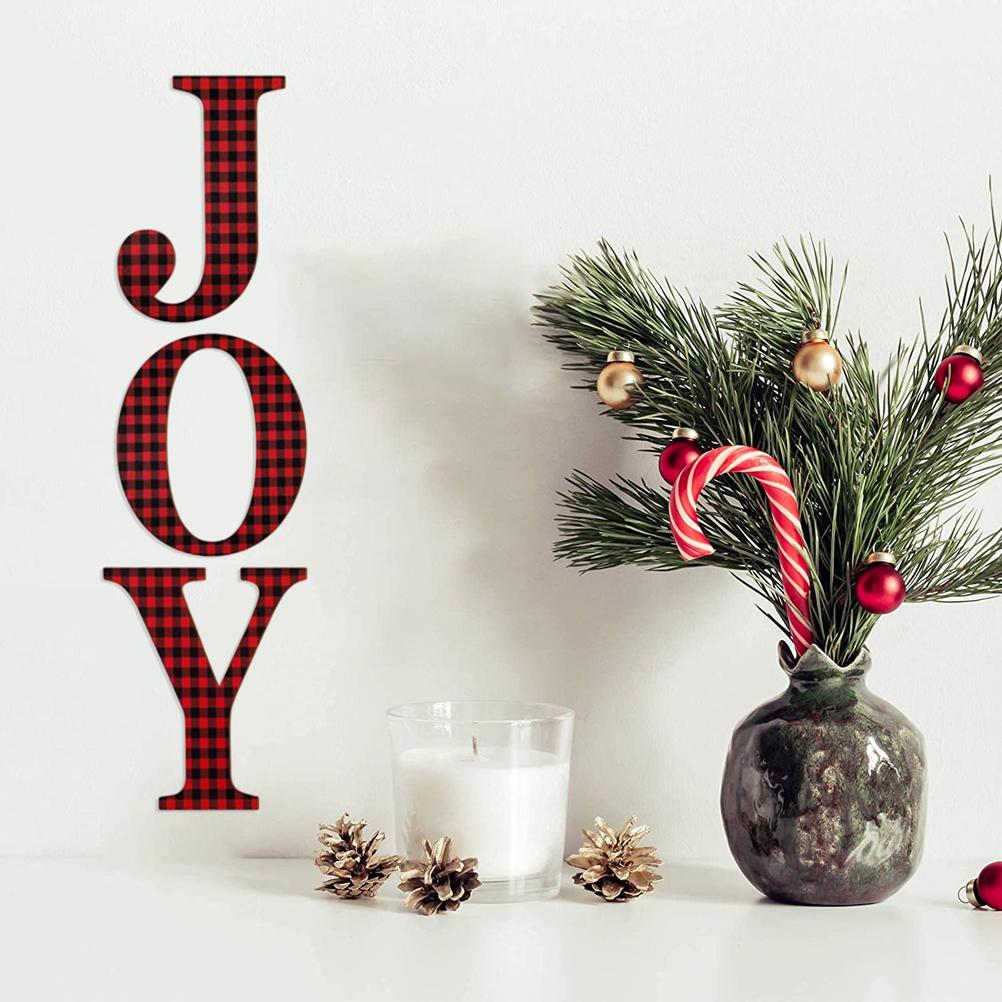Christmas Joy Table Decoration Mantel Fireplaces Table Letter Sign Wood Decorations for Study Bedroom Living Room