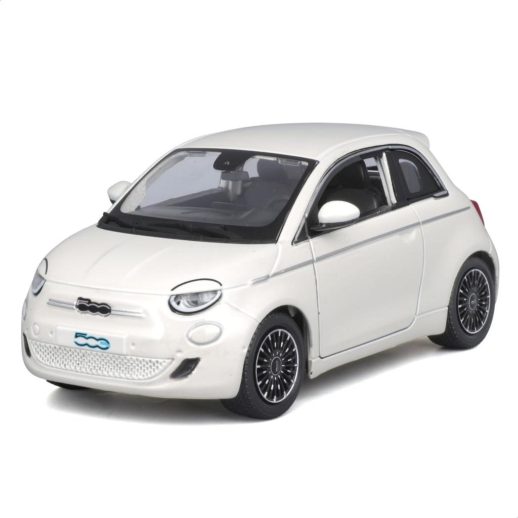 Bburago 1/24 Scale Fiat 500e 2023 White Diecast Model Car, Finished Product, 18-21110 WT