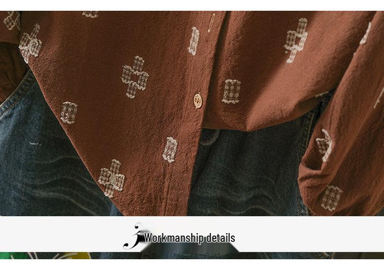 Retro Artistic Spring 2026 Long Sleeve Cotton Linen Base Layer Shirt