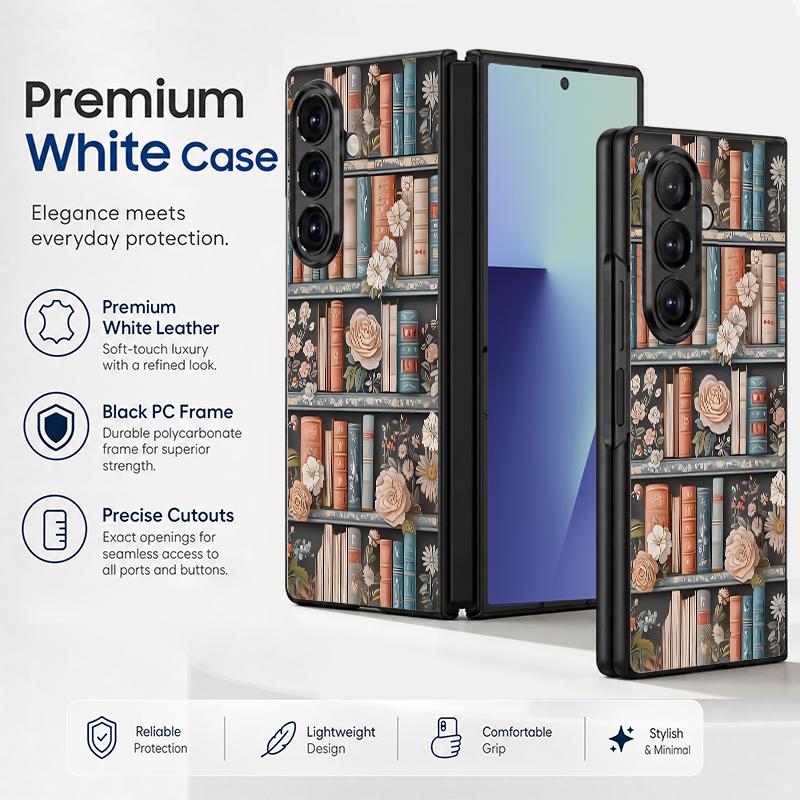 Vintage Flower Print Case For Samsung Z Fold 8 Ultra 7 6 5 Luxury Leather Skin Hard Folding Phone Cover For Galaxy Z Fold8 Fold7 Fold6