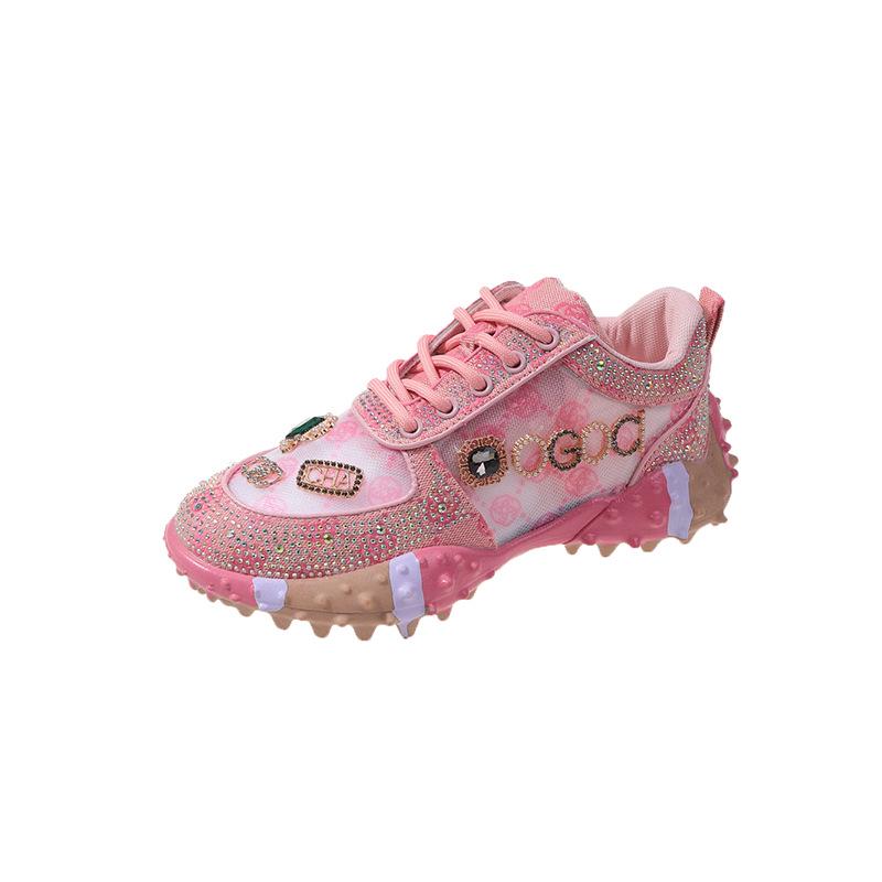 

Европейские женские кроссовки стразы: Стильные, Удобные, Повседневные на толстой подошве 36 розовый