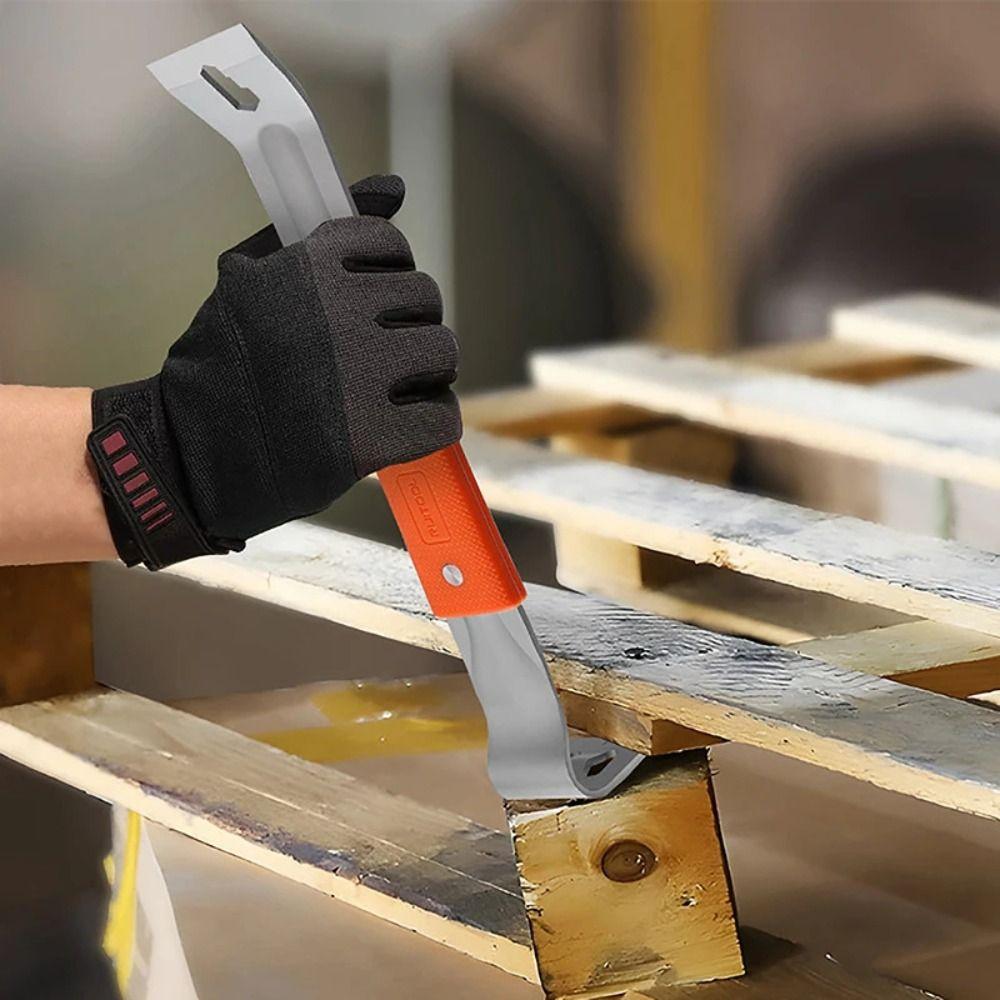Stainless Steel Pry Bar Rubber Handle Angle Head Nail Puller Multifunctional Nut Bar  Woodworking