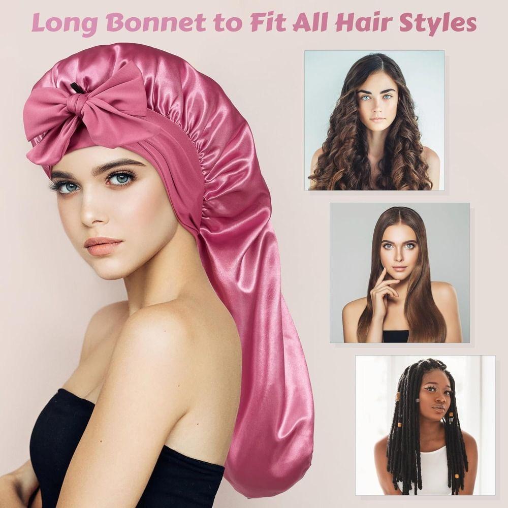 Haarschutz Satin Haube Lockige Haare Zopf Haube Extra Lang Schlafkappe Damen