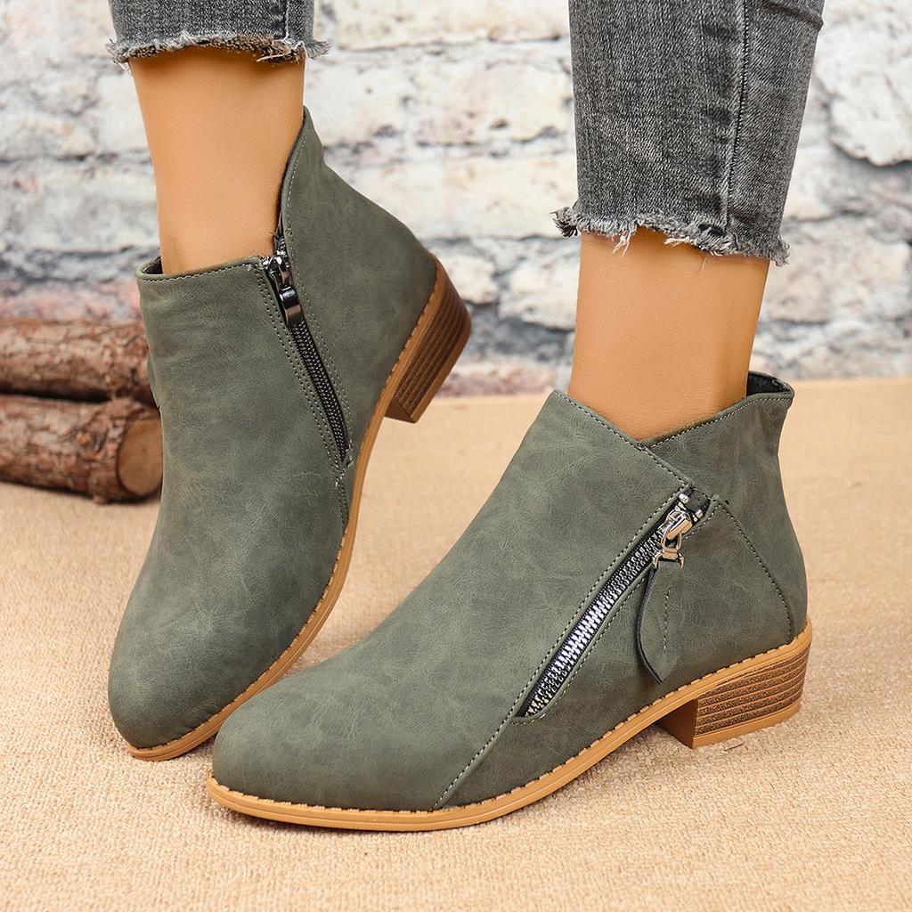 Booties for Women,Women's Casual Dress Low Heeled Booties. V Cut Fashion Thick Heel Design Shoes