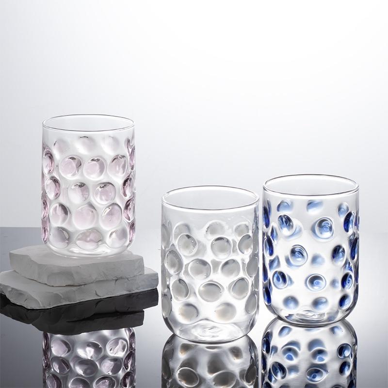 BRCreative Polka Dot Glassware Juice Red Wine Glasses Drinking Glasses Rise-and-fall Wave Points Coffee Mug Cocktail GlassEY