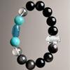 Silver Obsidian & Aquamarine Crystal Unisex Qi Focus Bestseller