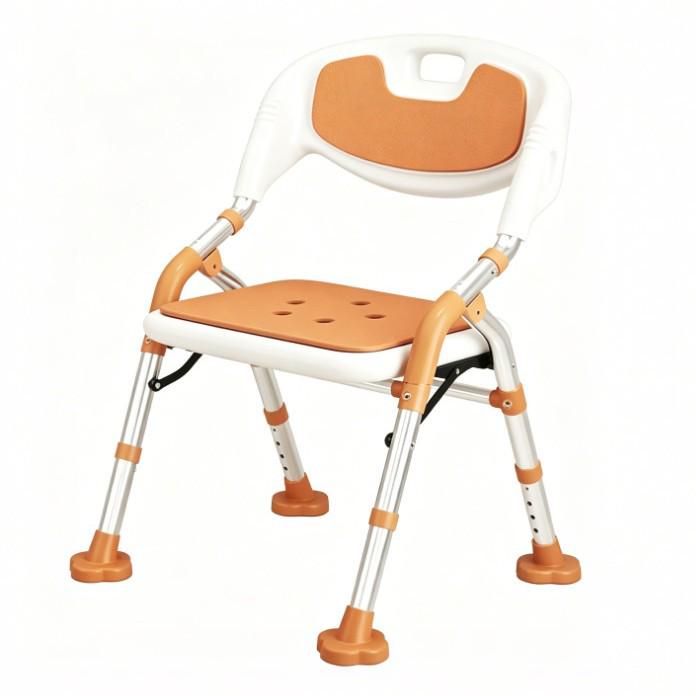 Adjustable Folding Shower Chair for Elderly, Pregnant Women, and Children - Four Height Settings, Portable and Anti-Tip Design.