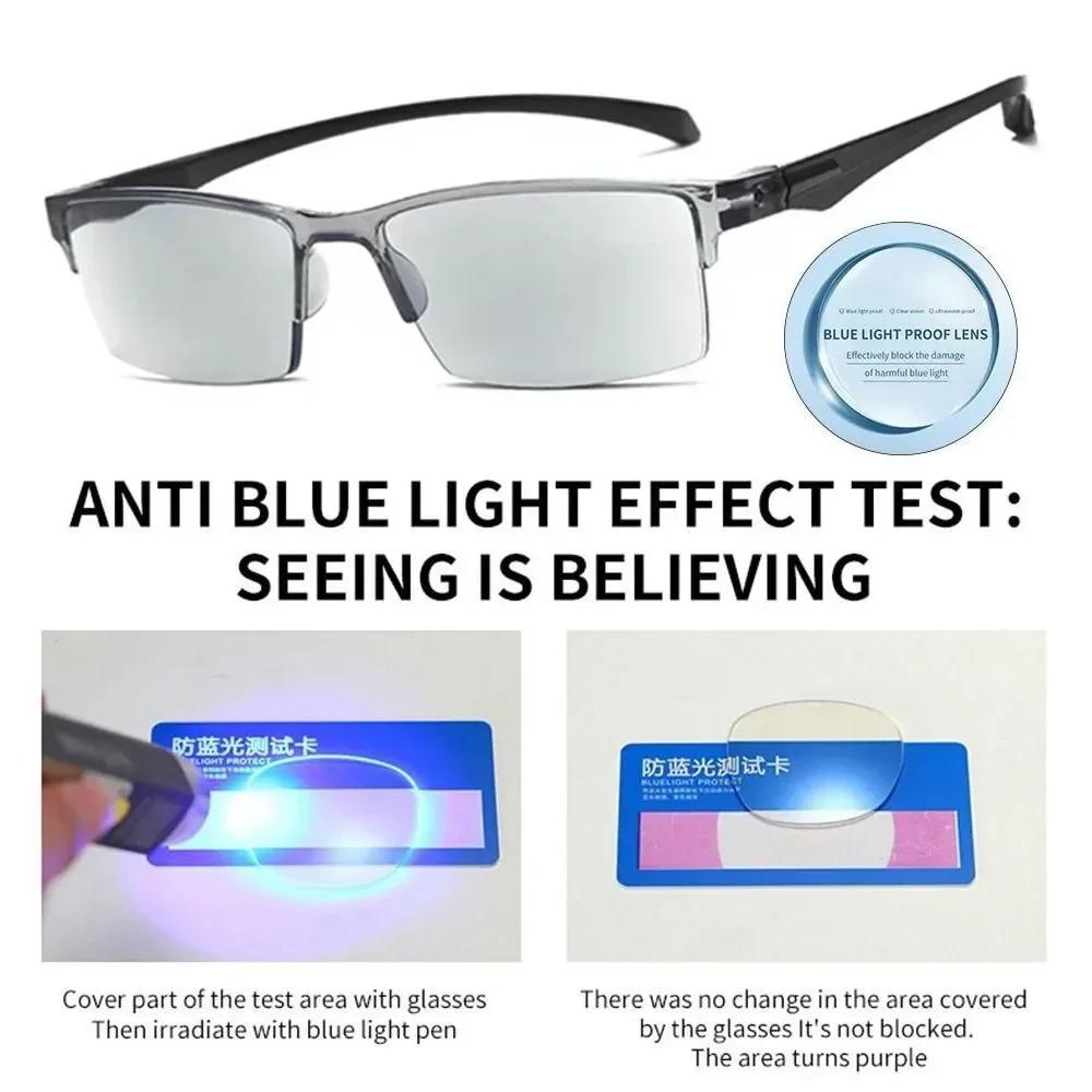 2Pcs New Anti Blue Ray Reading Glasses Smart Automatic Zoom Reading Glasses Autofocus Power +1.0 ~ +5.0 Half-Rim Unisex