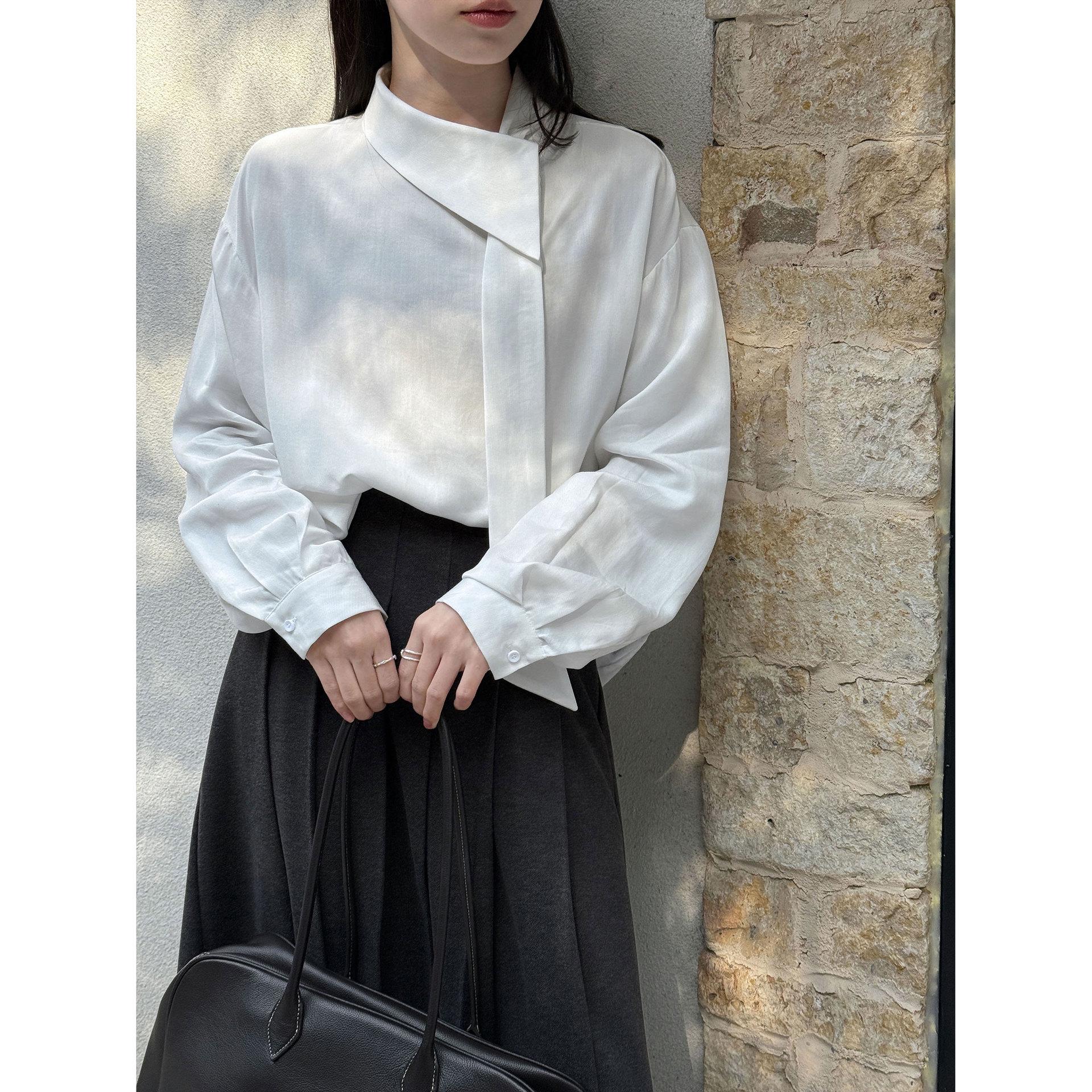 LUXI Французский дизайн Шелковый топ с завязками Элегантный женский весенний топ Medium