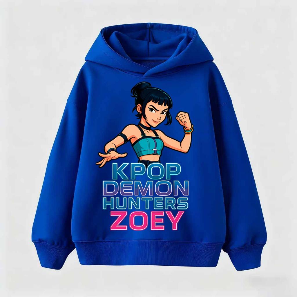 KPop Demon Hunter Cartoon Girls Boy Hooded Sweatshirt Warm Children's Korean Wave Fashion Casual Tops Casual Girls Clothing