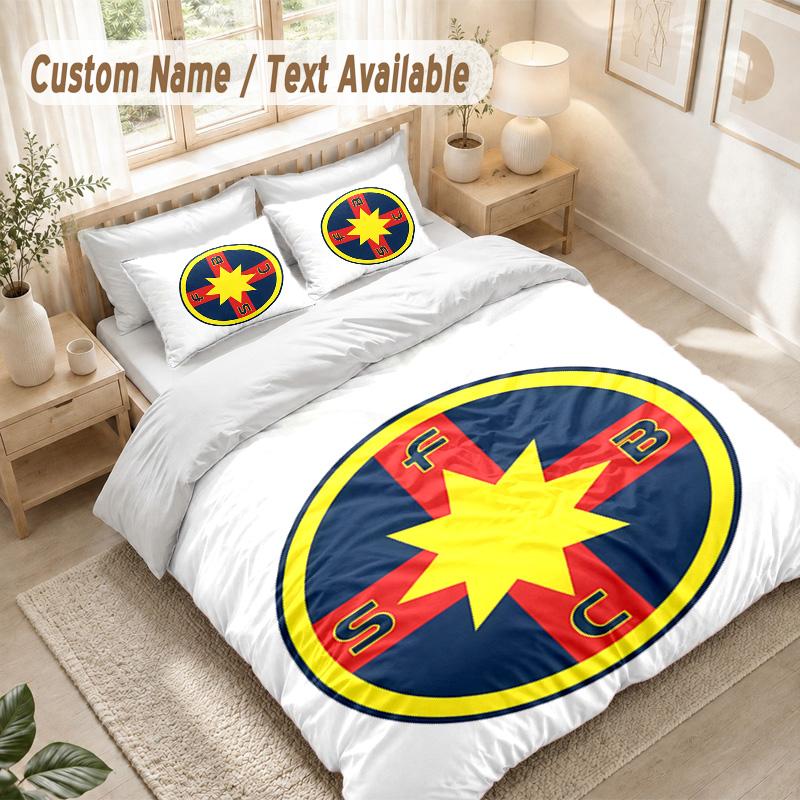 Steaua Bucure Ti Bedding Set, 1 Duvet Cover & 2 Pillowcases Soft Comfortable Bedroom Home Textile Decor