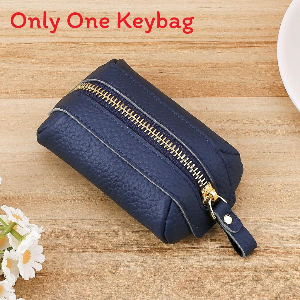 Leather Girls Mini Key Wallet With Zipper Coin Pocket For Daily Use
