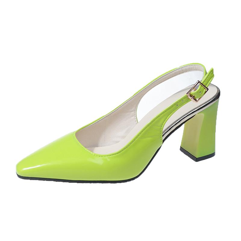 

Женские сандалии телесного цвета, женская обувь Baotou с неглубоким носком, весенне-летняя модная однотонная уличная женская обувь на низком каблуке 40