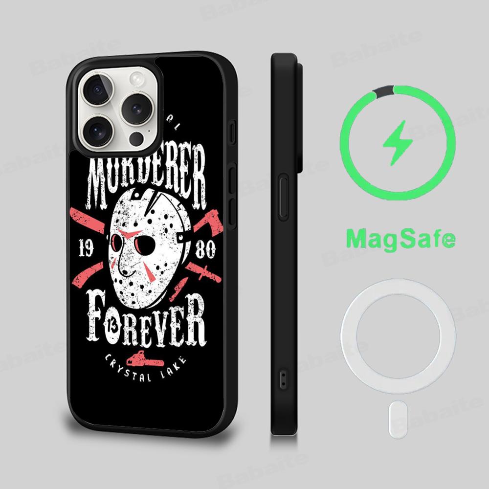 

Чохол для телефону J-Jason V-Voorhees Magesafe Магнітний Бездротова Зарядка Чохол Для iPhone 16 11 12 13 14 15 Pro Max Plus Mini iPhone 13 Pro