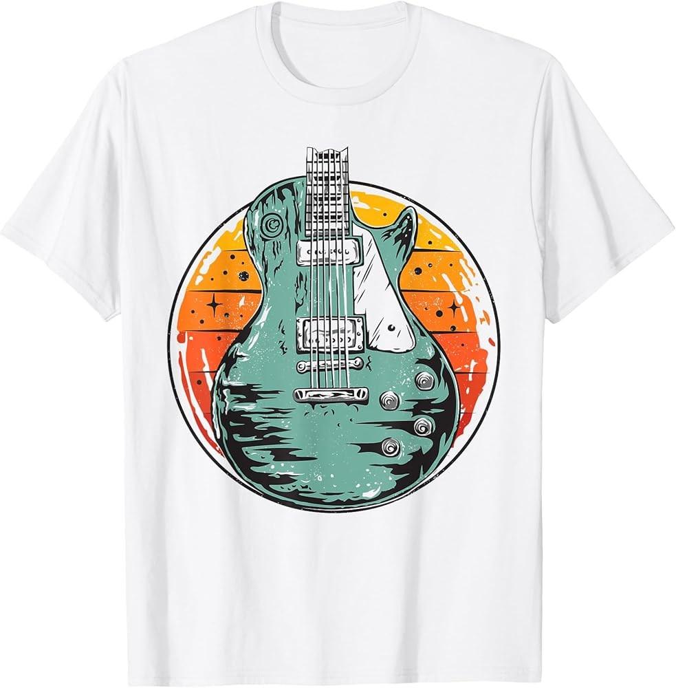 Electric Guitar Retro Sunset Vintage Music Band Guitarist TShirt Unisex T-Shirt S