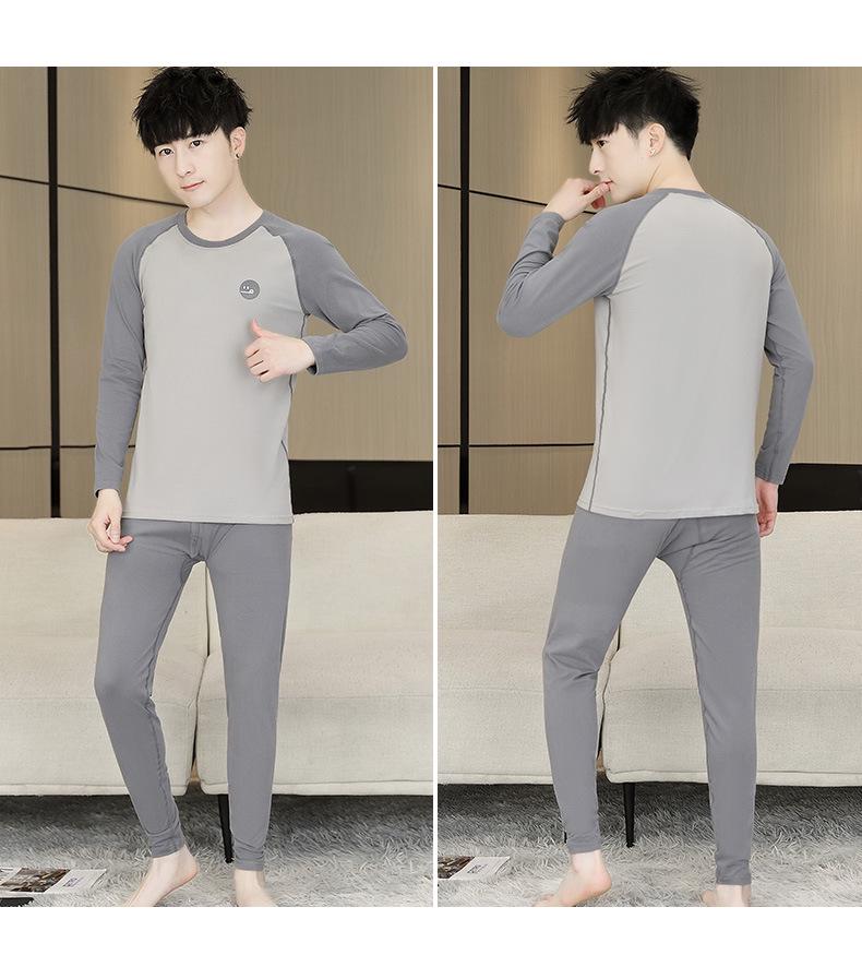 Men's Cotton Antibacterial Thermal Underwear Set for Youth - Autumn/Winter