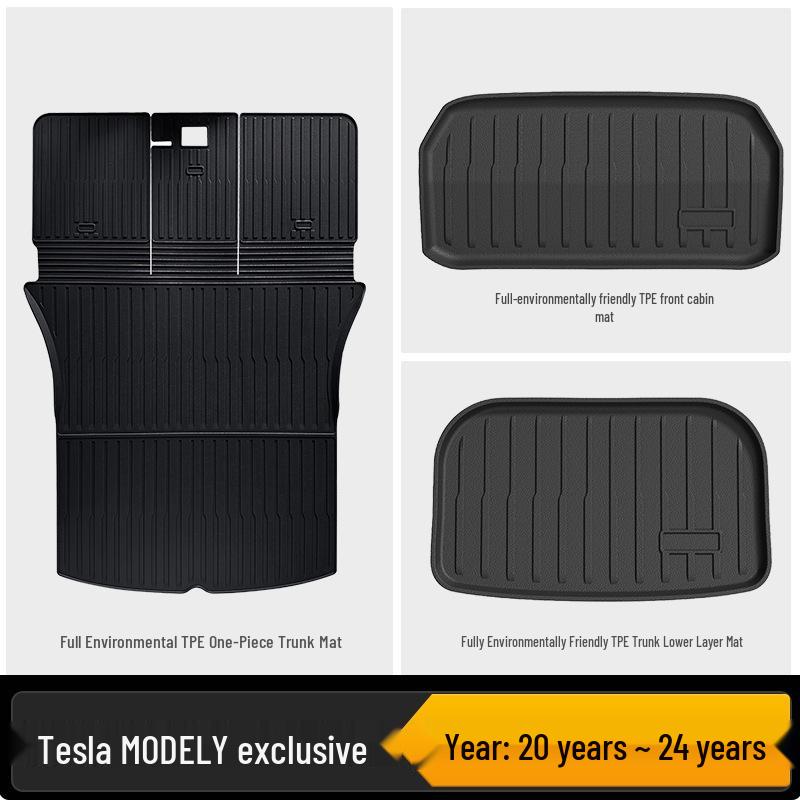 Tesla Model Y/3 TPE Front & Rear Trunk Mats and Foot Pad
