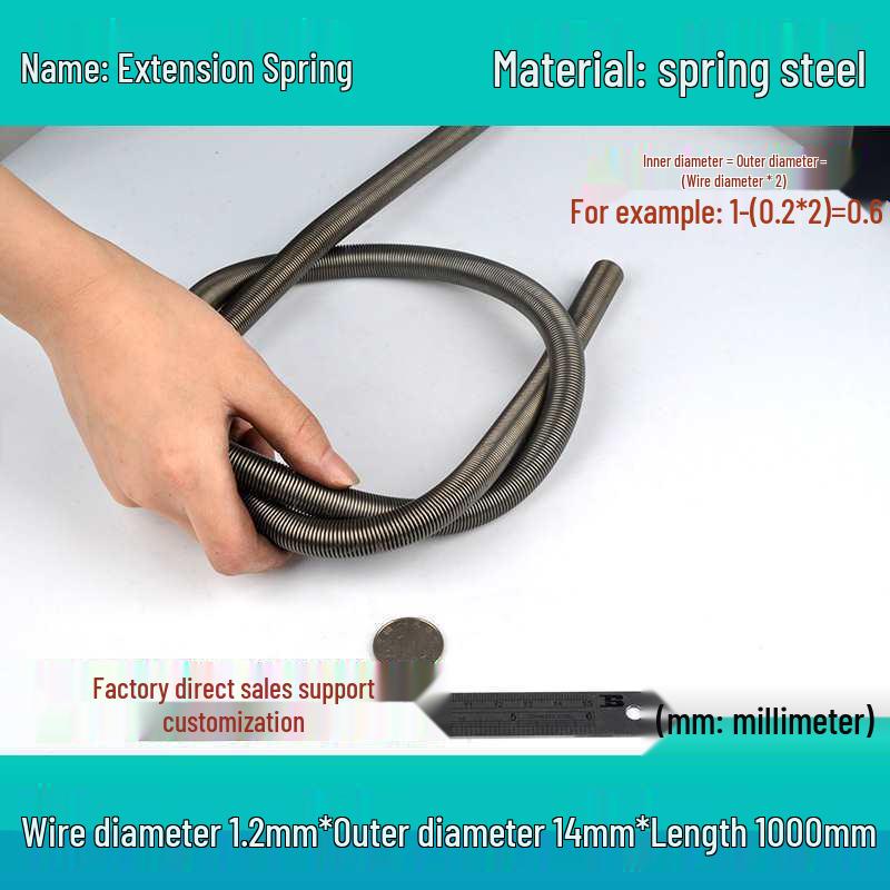 1 Meter Extension Coil Spring with Hook - Strong Tensile Force, Soft Sheath, Ideal for Sliding Doors and Tarpaulins