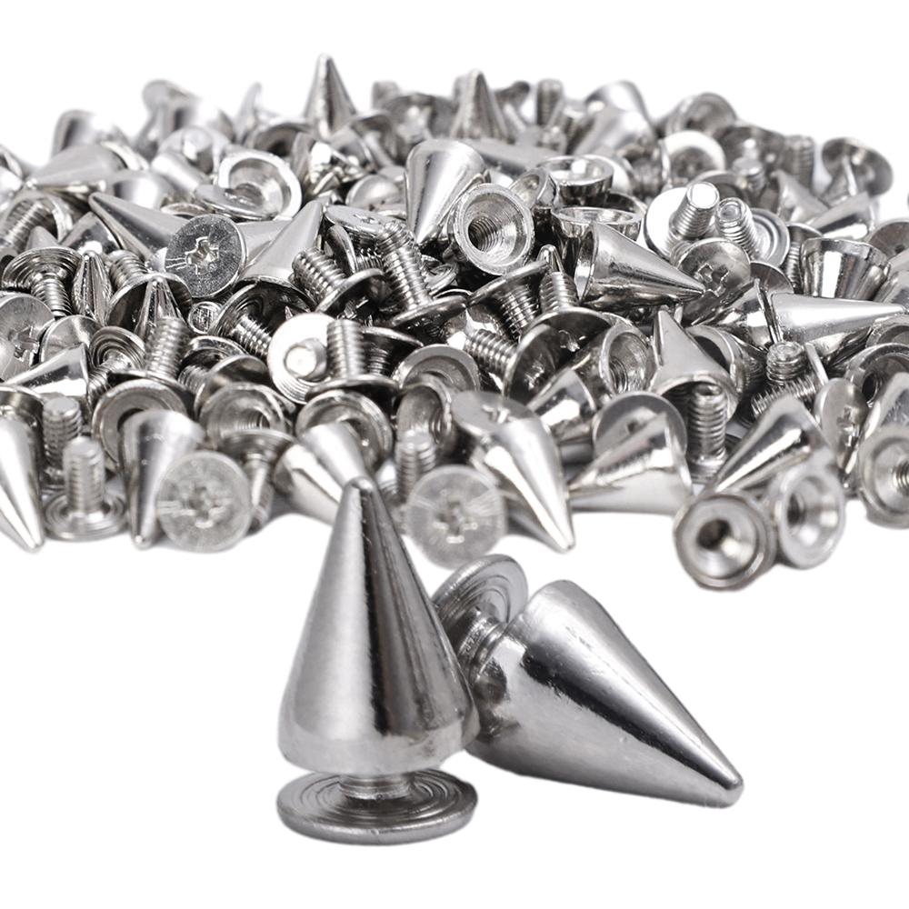 

Wholesale Silver Cone Studs and Spikes Metal Double Cap Rivets Screwback Stud Round Nail Rivet DIY Craft Tools For Clothes Shoes 10 PCS