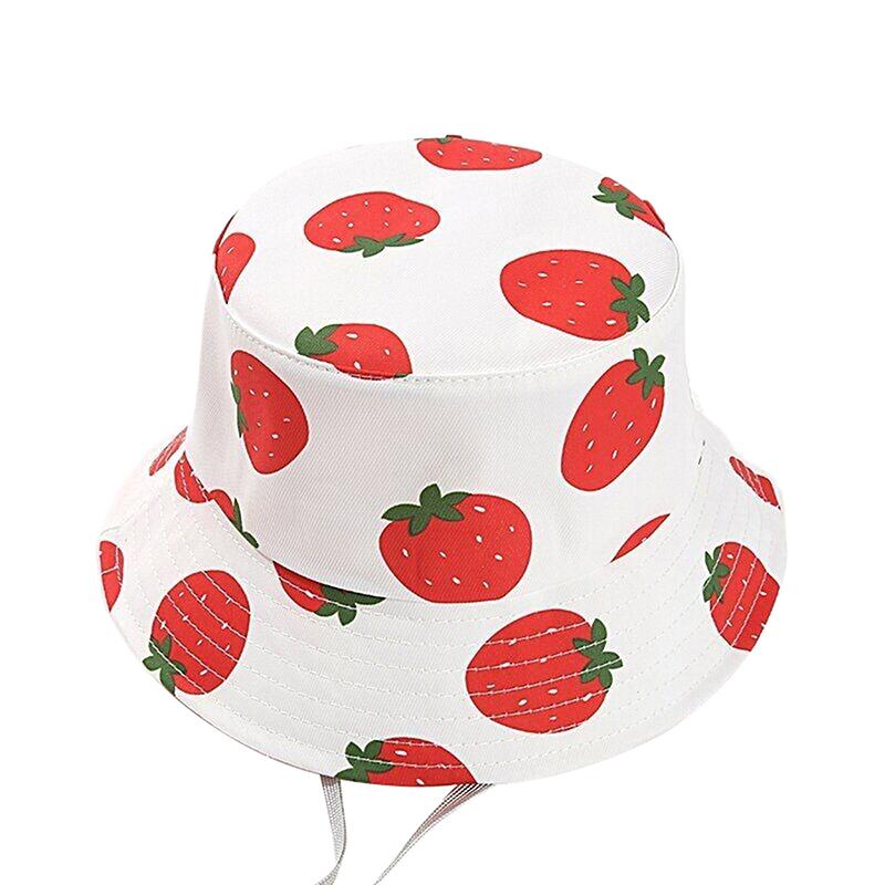 

1 Piece Strawberry Pattern Baby Cap Kids Bucket Hats Thin Trendy Boy Girl Cute Fisherman Hat For Children 1-6 Years белый